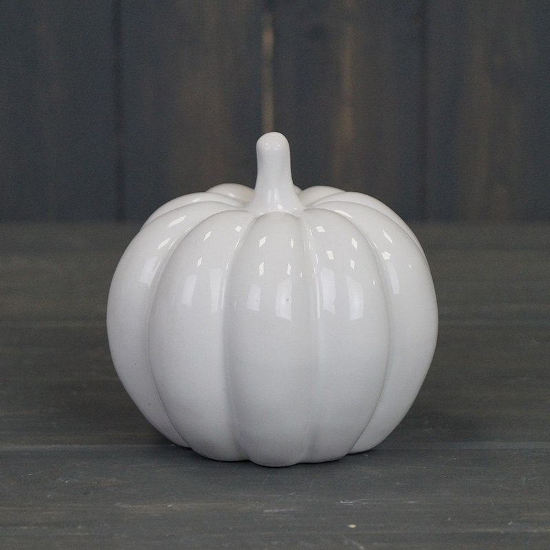 Glossy White Ceramic Pumpkin detail page